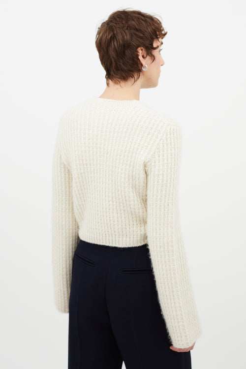 Chloé Cream Wool Cropped Knit Sweater