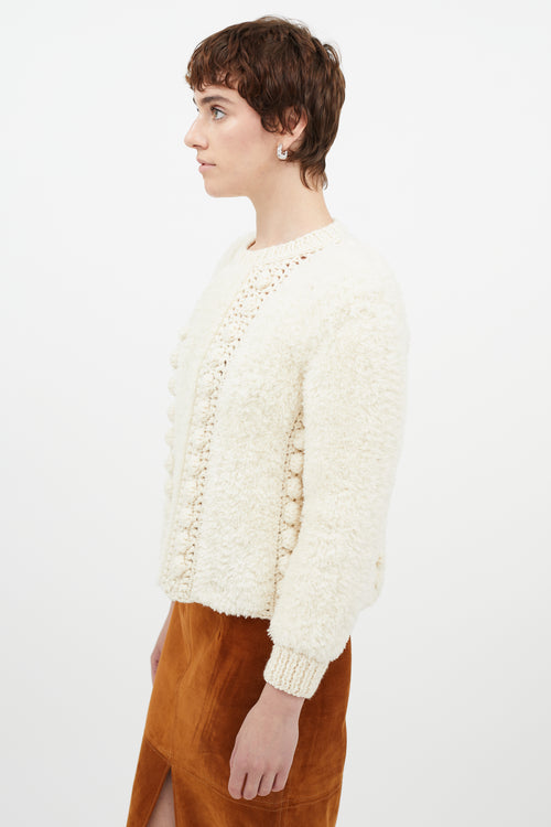 Chloé Cream Wool Fuzzy Knit Sweater