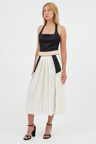 Chloé Cream & Multicolour Pleated Silk Skirt