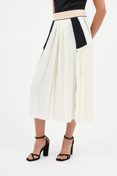 Chloé Cream & Multicolour Pleated Silk Skirt