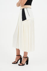 Chloé Cream & Multicolour Pleated Silk Skirt