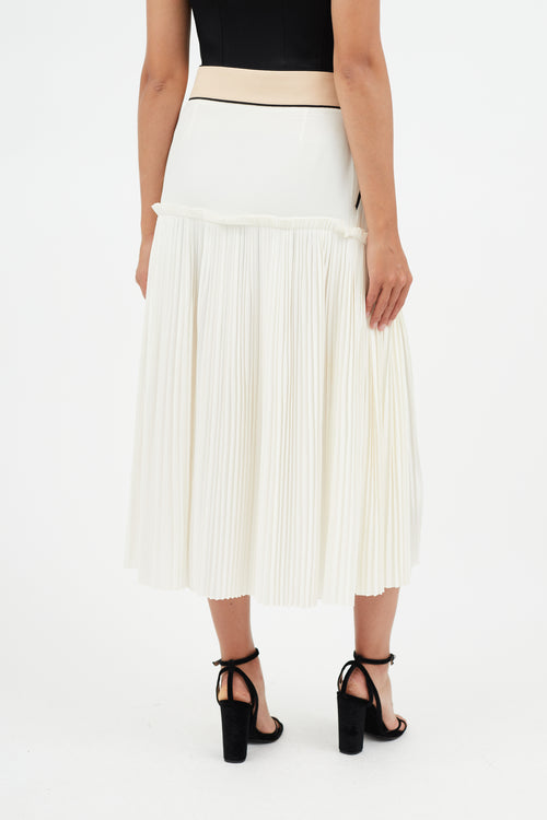 Chloé Cream & Multicolour Pleated Silk Skirt