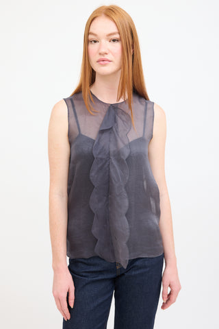 Chloé Dark Grey Silk Scallop Insert  Top