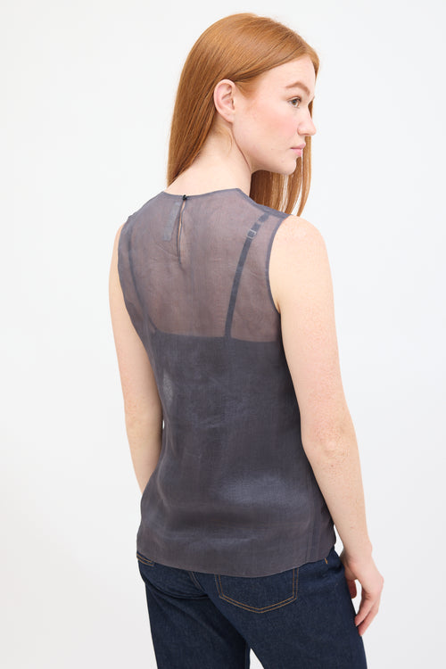 Chloé Dark Grey Silk Scallop Insert  Top