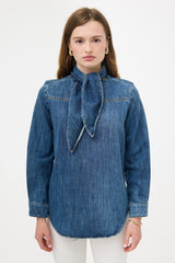 Chloé Denim Tie Collar Blouse