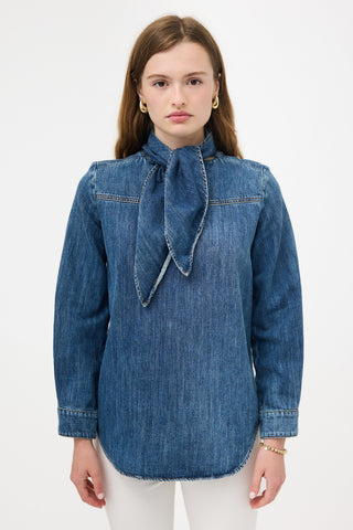 Chloé Denim Tie Collar Blouse