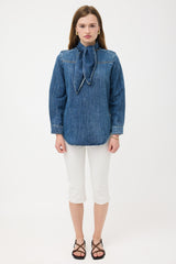 Chloé Denim Tie Collar Blouse