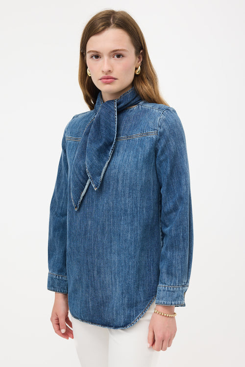 Chloé Denim Tie Collar Blouse