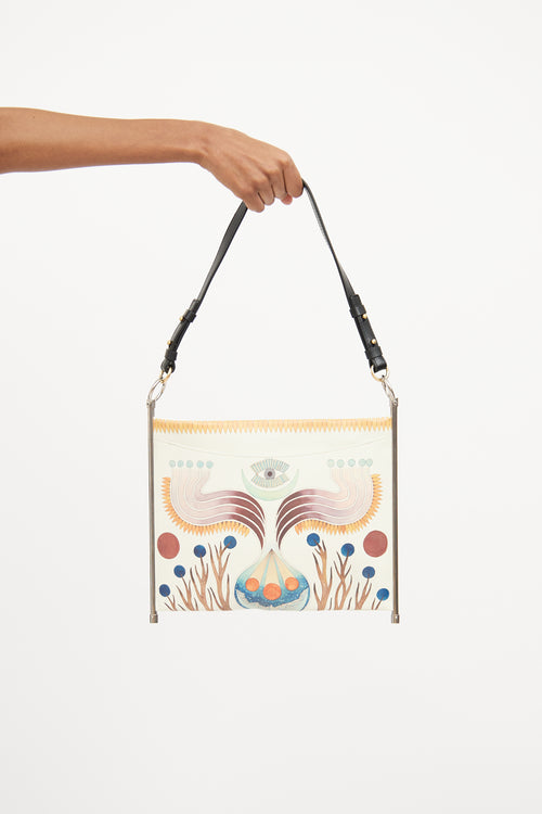 Chloé Cream & Multi Colour Roy Print Clutch Bag