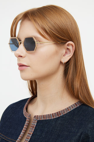 Chloé Gold Tone Octagon CE146S Sunglasses