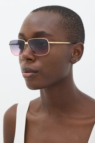 Chloé Gold & Multicolour 49S Rectangular Sunglasses