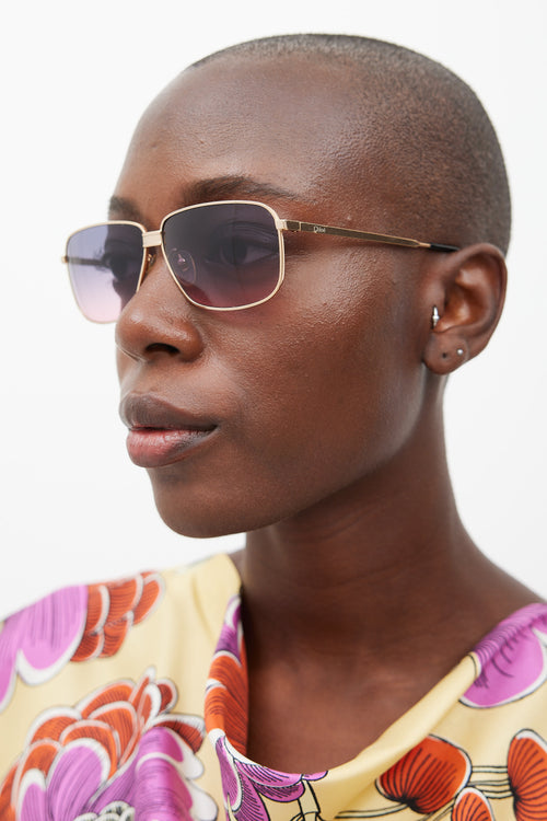 Chloé Gold & Pink 49S Aviator Sunglasses
