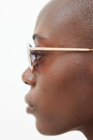 Chloé Gold & Pink 49S Aviator Sunglasses