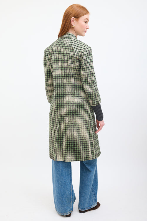 Chloé Green & Multi Wool Checkered  Coat