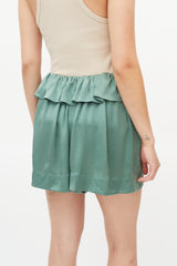 Chloé Green Silk Ruffle Shorts