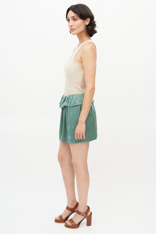 Chloé Green Silk Ruffle Shorts