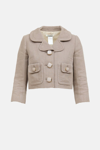 Chloé Linen Woven Cropped Jacket