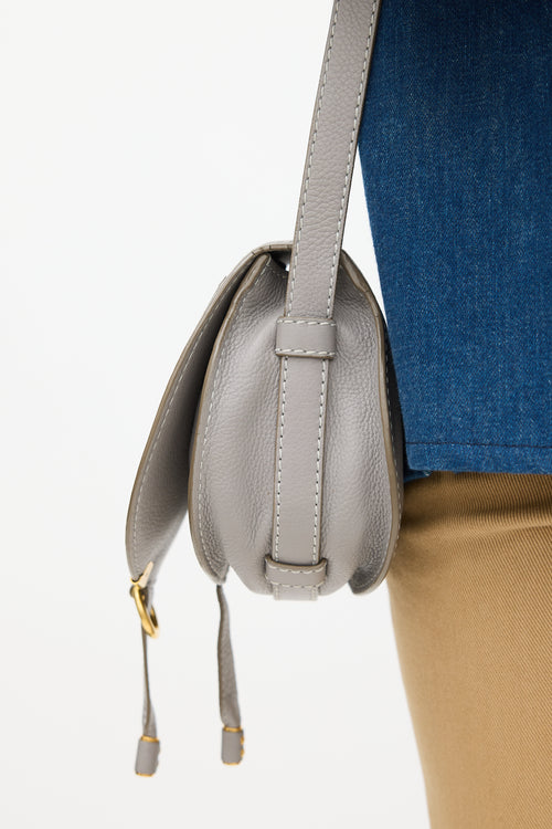 Chloé Grey Leather Mini Marcie Saddle Bag