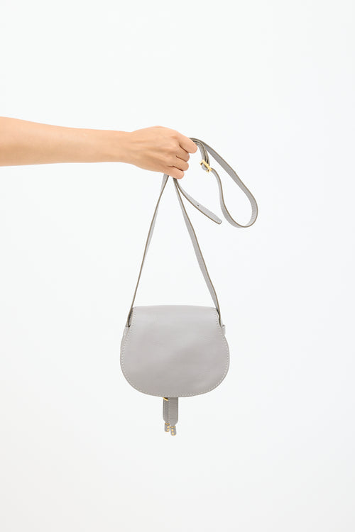Chloé Grey Leather Mini Marcie Saddle Bag