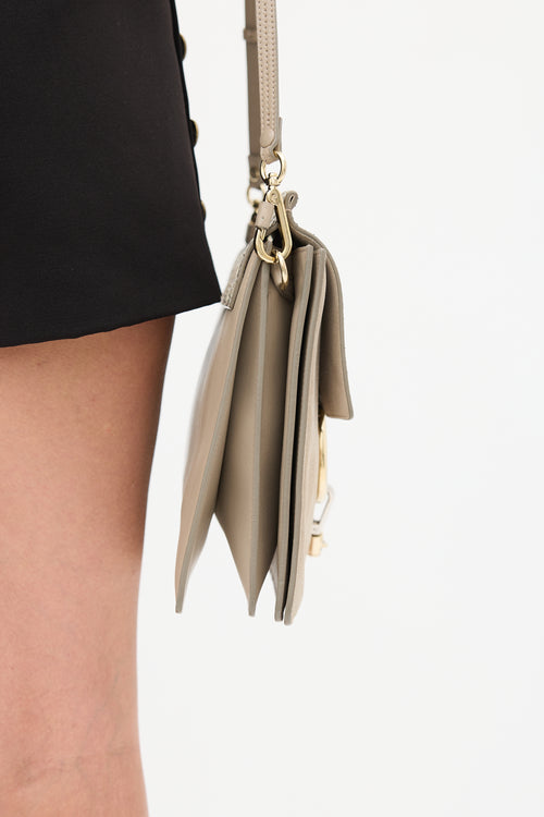 Chloé Grey Suede & Textured Leather Medium Faye Bag