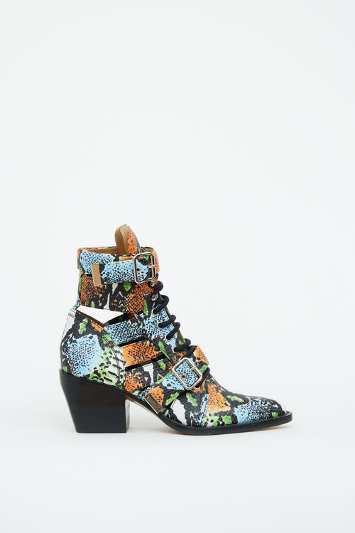 Chloé Orange Green Black Rylee Ankle Boot