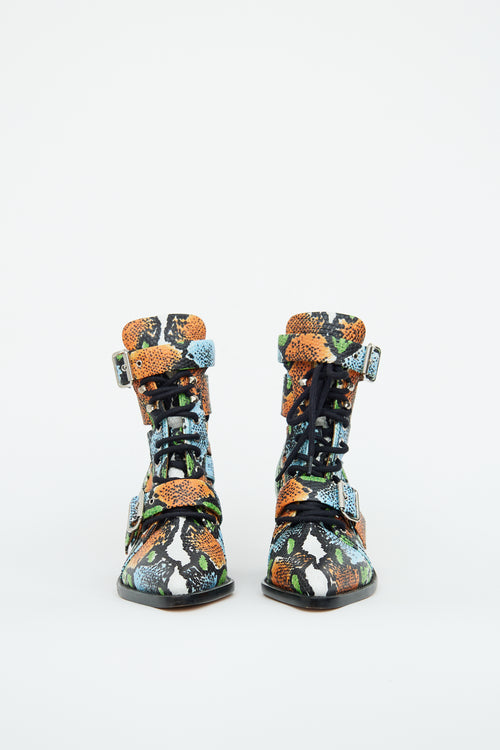 Chloé Orange Green Black Rylee Ankle Boot