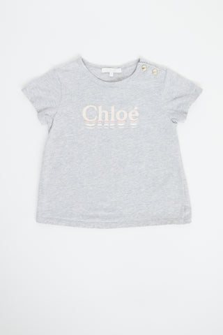 Chloé Grey & Pink Logo T-shirt