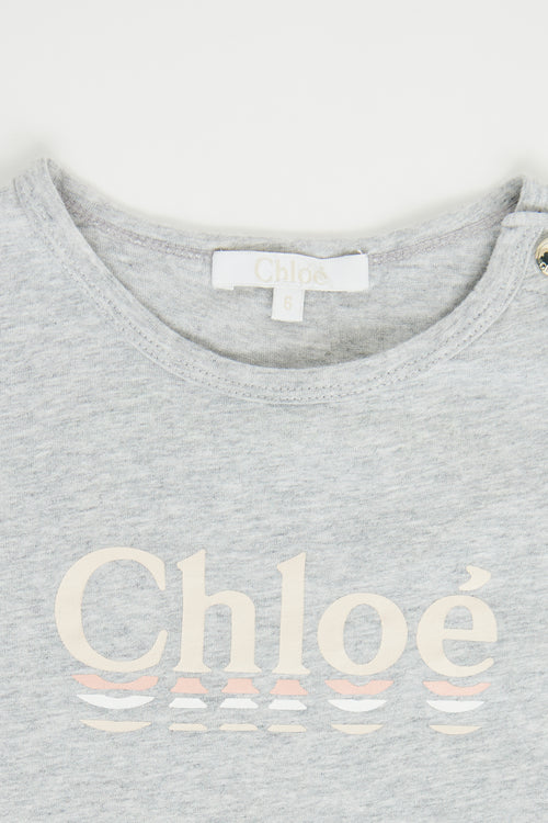  Chloé Grey & Pink Logo T-shirt