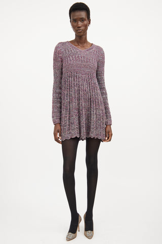 Chloé Pink & Multicolour Silk Knit Sweater Dress