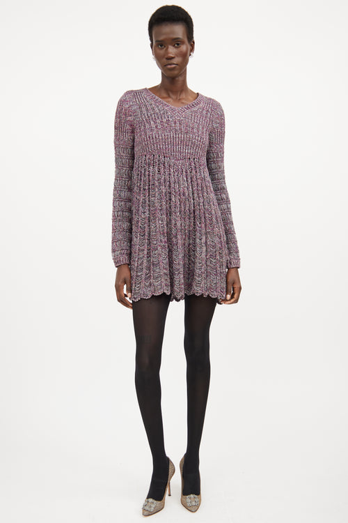 Chloé Pink & Multicolour Silk Knit Sweater Dress