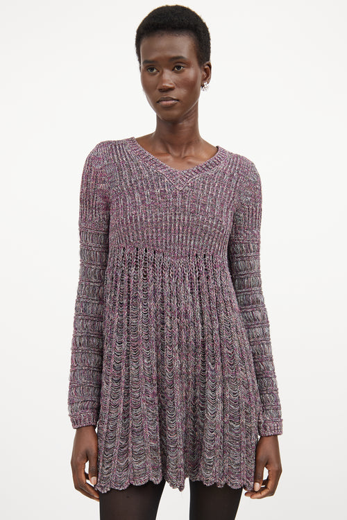 Chloé Pink & Multicolour Silk Knit Sweater Dress