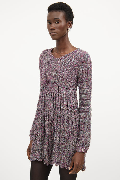 Chloé Pink & Multicolour Silk Knit Sweater Dress