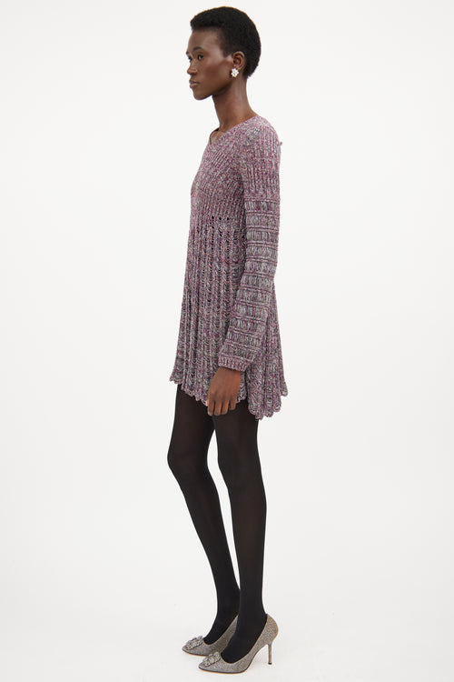 Chloé Pink & Multicolour Silk Knit Sweater Dress