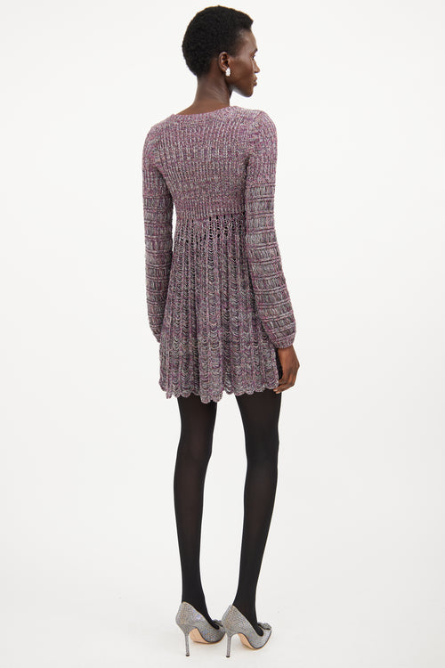 Chloé Pink & Multicolour Silk Knit Sweater Dress