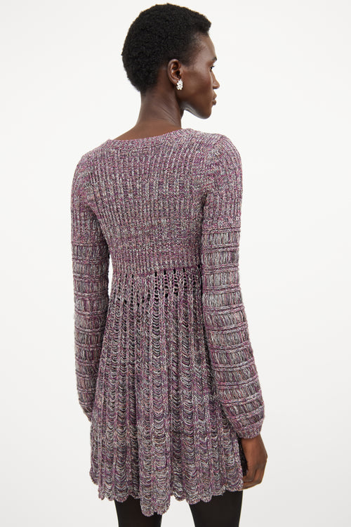 Chloé Pink & Multicolour Silk Knit Sweater Dress