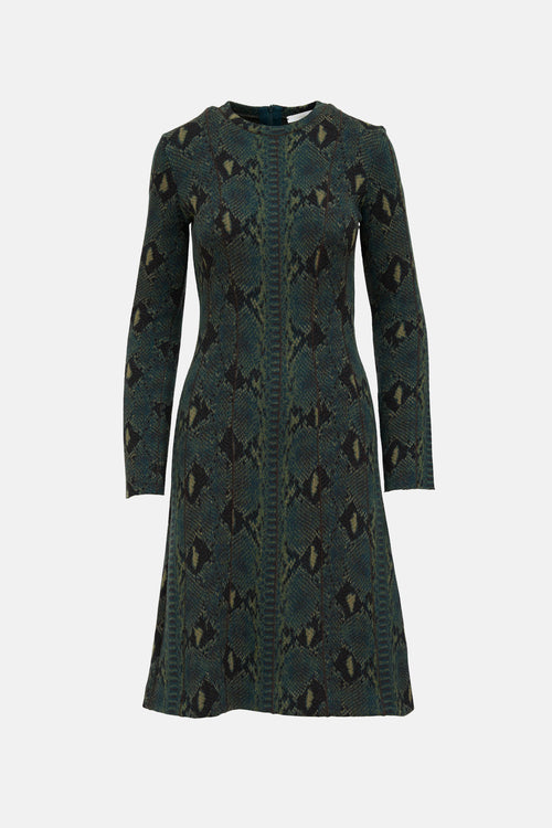 Chloé Wool Knit Patterned Dress