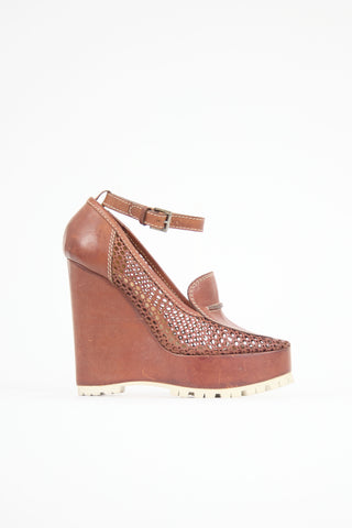 Chloé Laser Cut Leather Wedge Heel