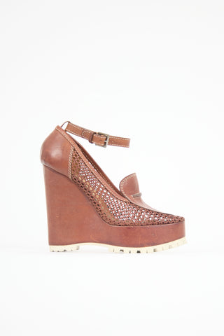 Chloé Laser Cut Leather Wedge Heel