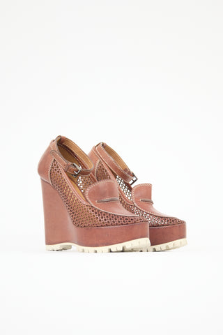 Chloé Laser Cut Leather Wedge Heel