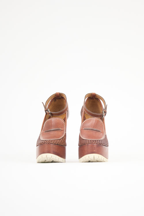 Chloé Laser Cut Leather Wedge Heel