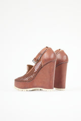 Chloé Laser Cut Leather Wedge Heel