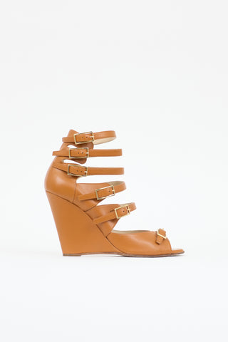 Chloé Leather Buckled Arce Wedge Sandal