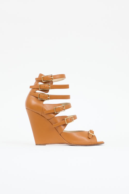 Chloé Leather Buckled Arce Wedge Sandal