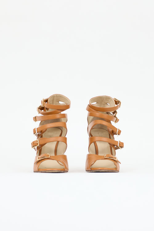 Chloé Leather Buckled Arce Wedge Sandal
