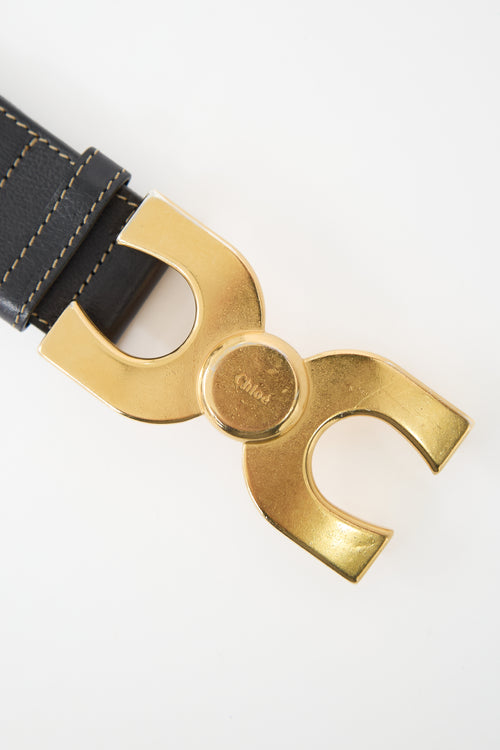 Chloé Leather Logo Buckle Belt