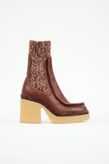 Chloé Leather & Knit Sock Boot