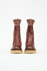 Chloé Leather & Knit Sock Boot