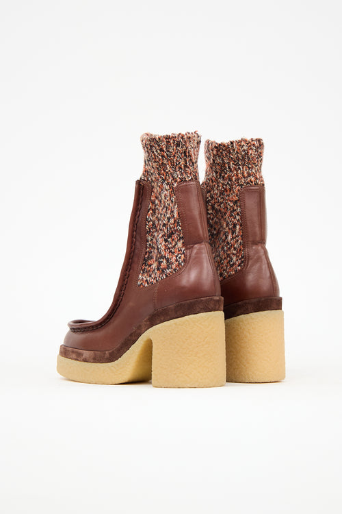 Chloé Leather & Knit Sock Boot