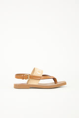 Chloé Leather & Canvas Logo Sandal