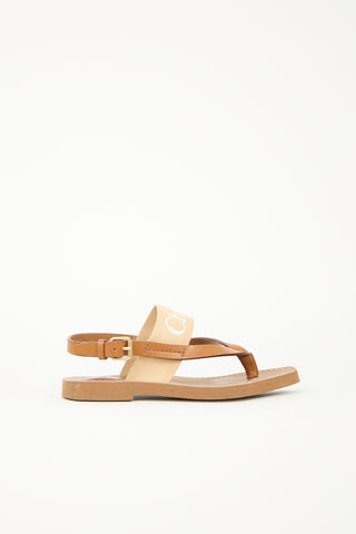 Chloé Leather & Canvas Logo Sandal